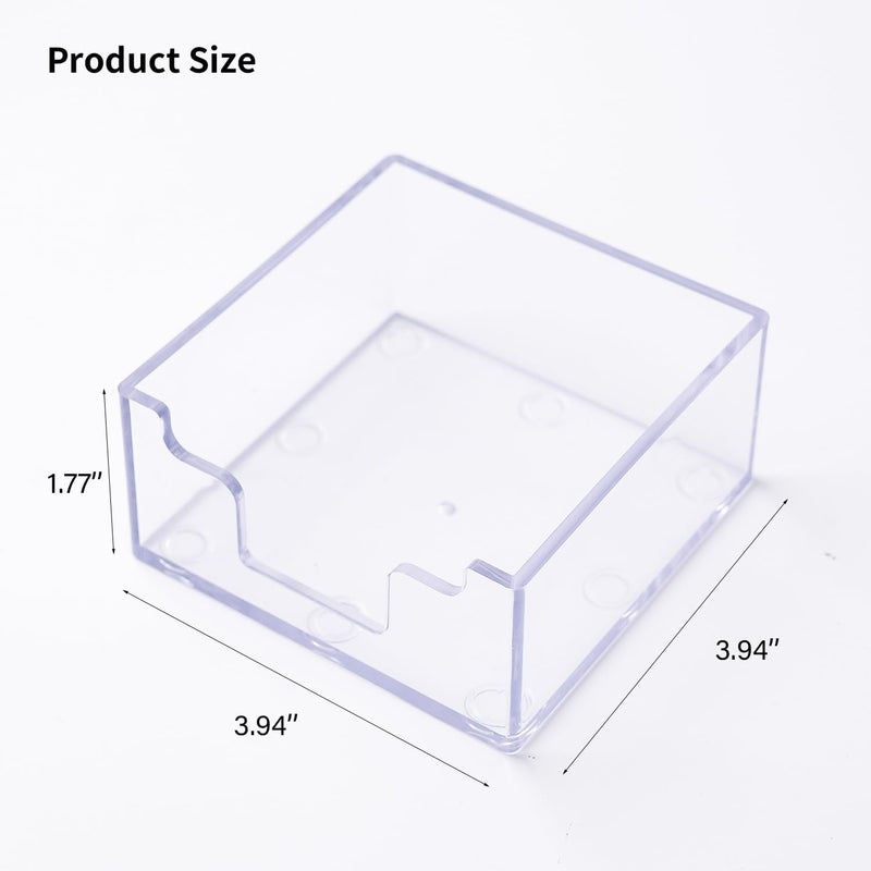 Dueecasebit Sticky Notes Holder， Clear Acrylic 3.9" x 3.9" Post it Note Holder Dispenser for Desk, Computer Screen, Classroom Office Organizer, Light Blue - Image 3